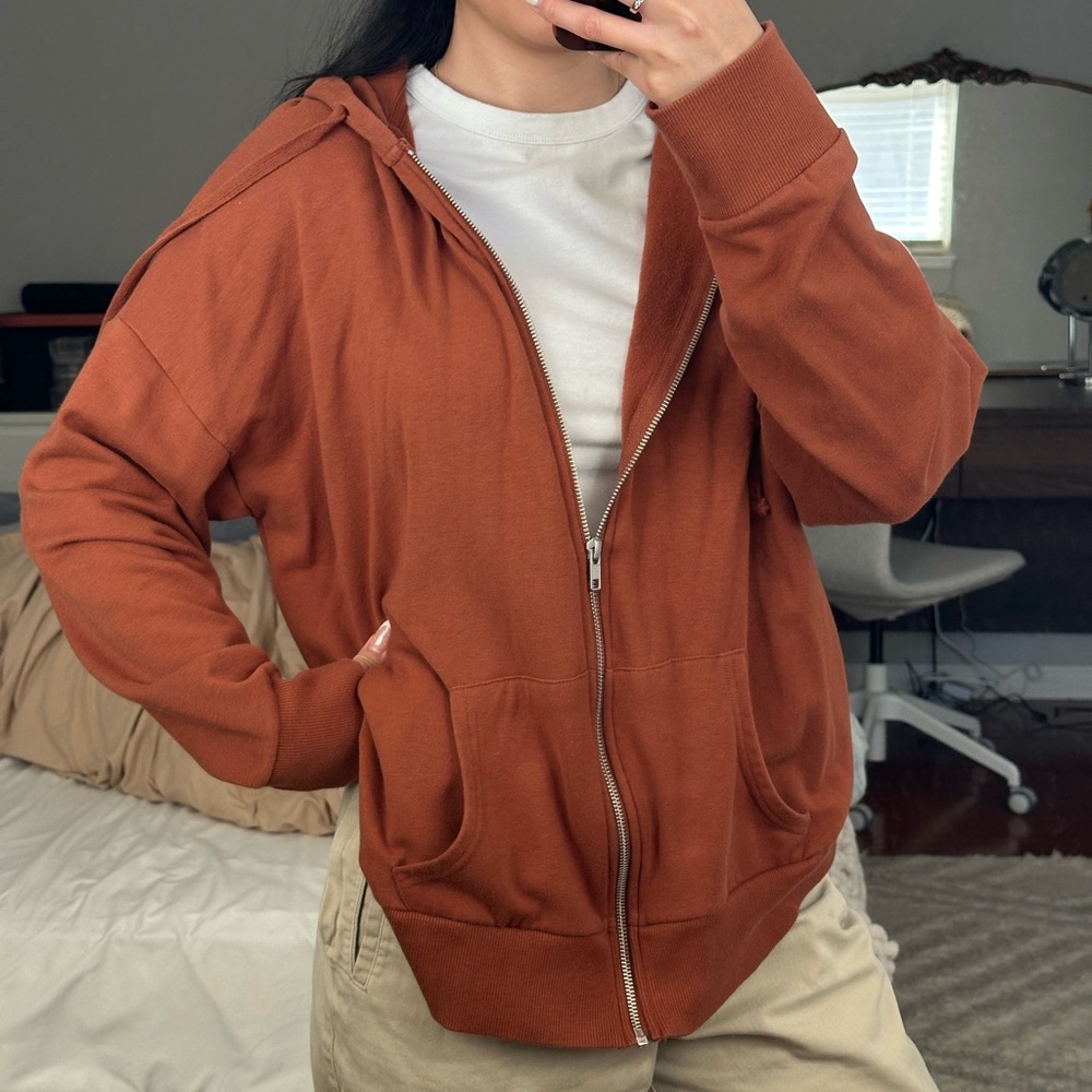 Time and Tru Terracotta Zip-Up Jacket
